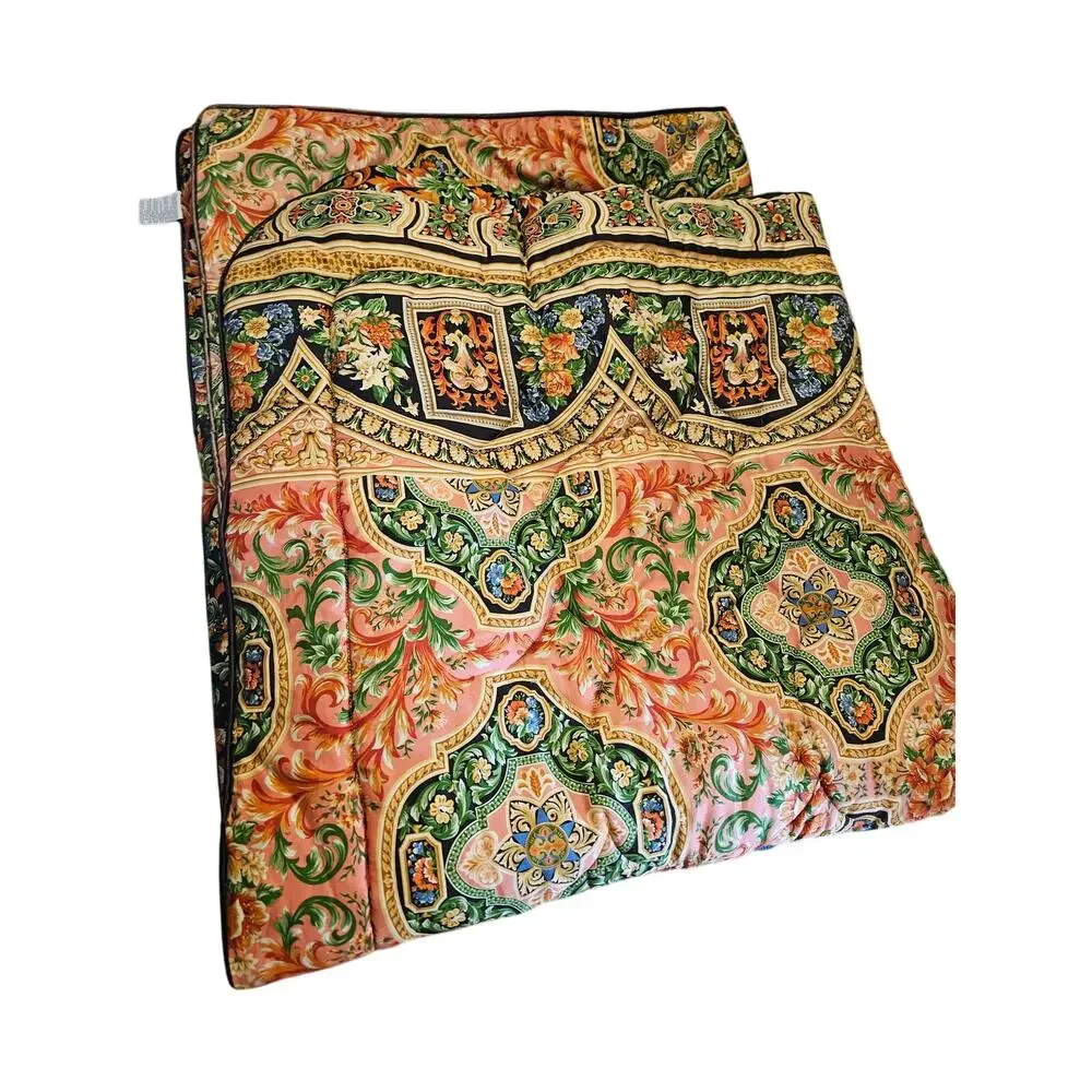 Vintage 90s Royal Sateen Twin Comforter 2 Pillow Shams Egyptian Cotton Ornate